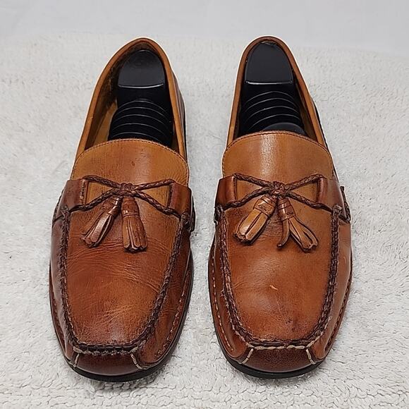 JOHNSTON MURPHY LEATHER LOAFER TASSEL ROPE HORSEBIT MEN 11.0 NICE STITCHING GUC - Picture 2 of 16